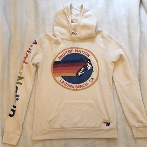 Aviator Nation Pullover Hoodie Medium Cream